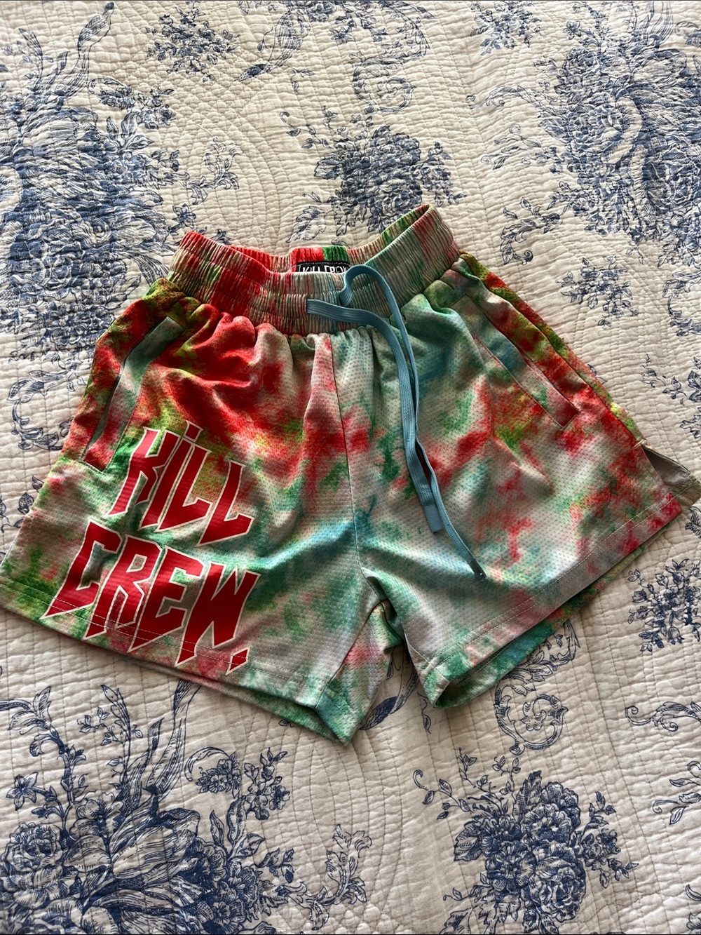 Kill Crew Tie-Dye Athletic Shorts in Red, Green & Blue